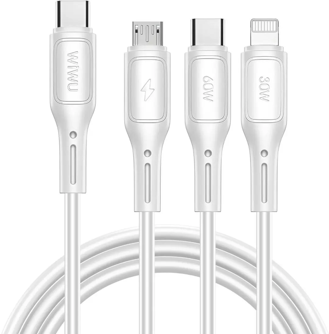 WiWu 3-in-1 Kabel Micro/USB-C/Lightning 60W