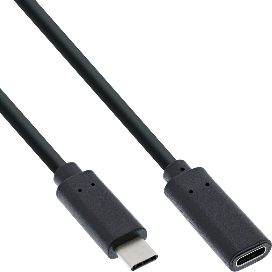 InLine USB-C Verlengkabel USB3.2 20Gbit/s PD 20V/5A - 0,5m - Zwart