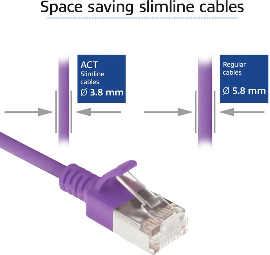ACT Paarse LSZH U/FTP CAT6A Patchkabel 0,15m - Snagless RJ45 - afbeelding 6 van 6