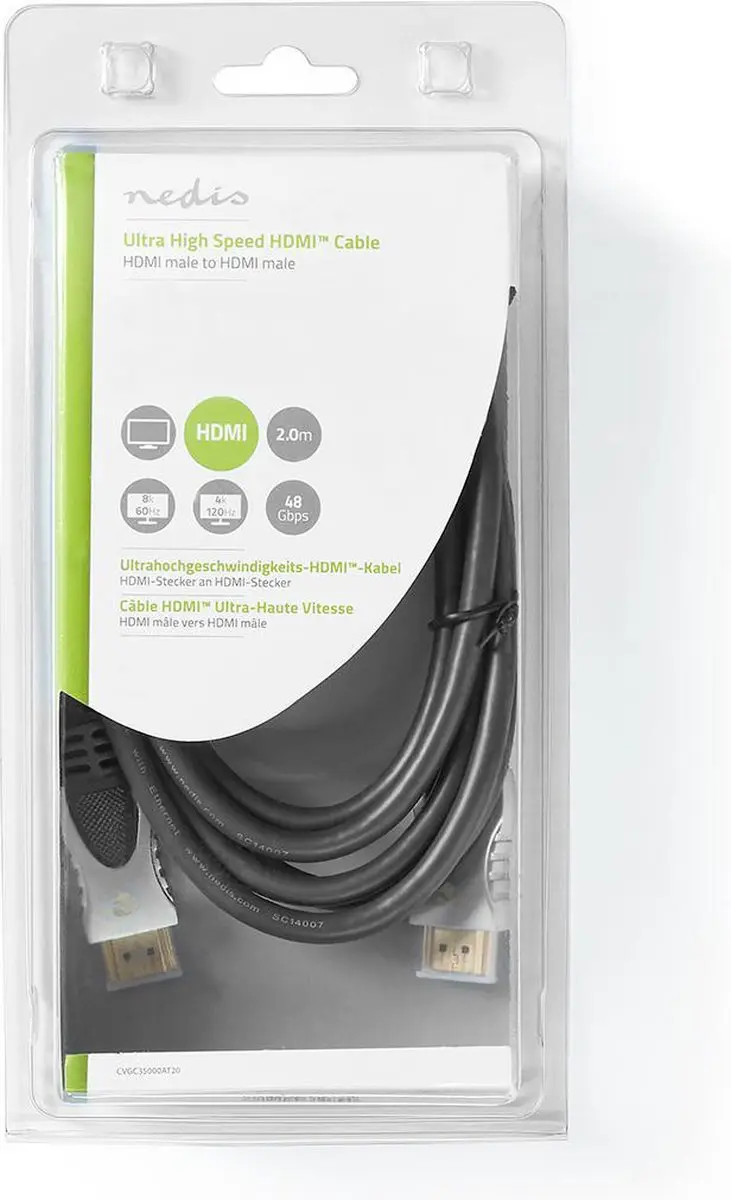 Nedis HDMI Kabel CVGC35000AT20 8K@60Hz - 2m - Antraciet