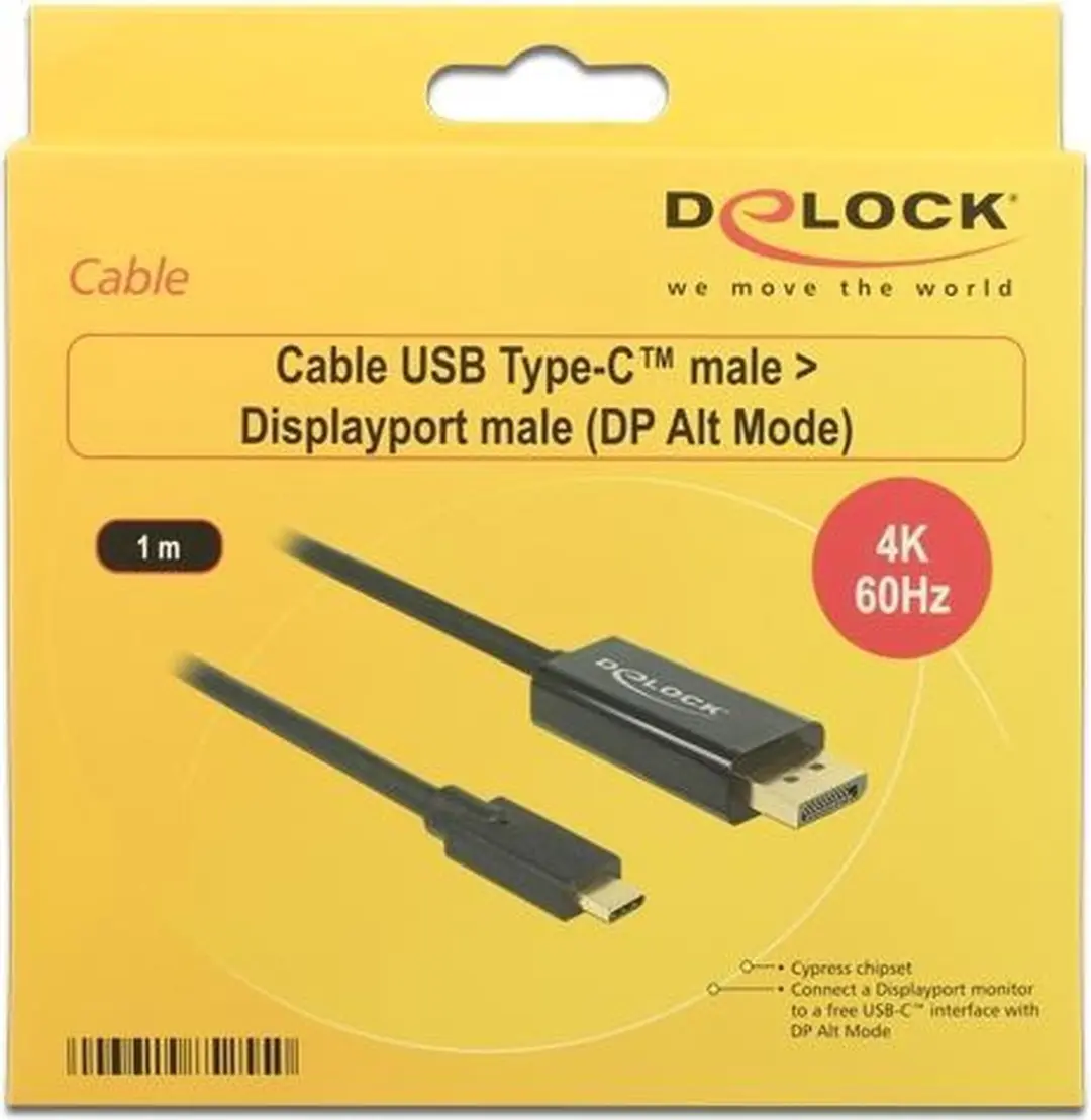 Delock USB-C naar DisplayPort Kabel 85255 - 4K 60Hz - 1m - Zwart