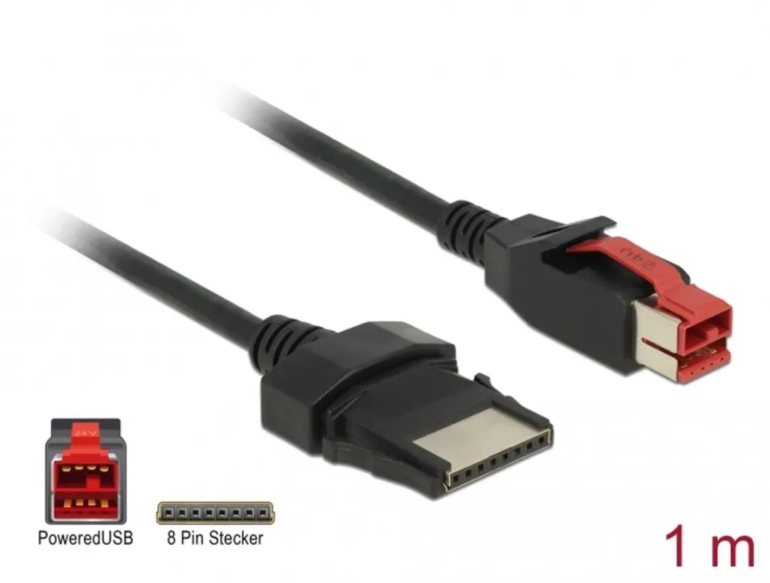 Delock PoweredUSB Kabel 24V 8-pin M/M 1m