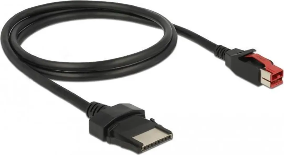 Delock PoweredUSB Kabel 24V 8-pin M/M 1m - Zwart