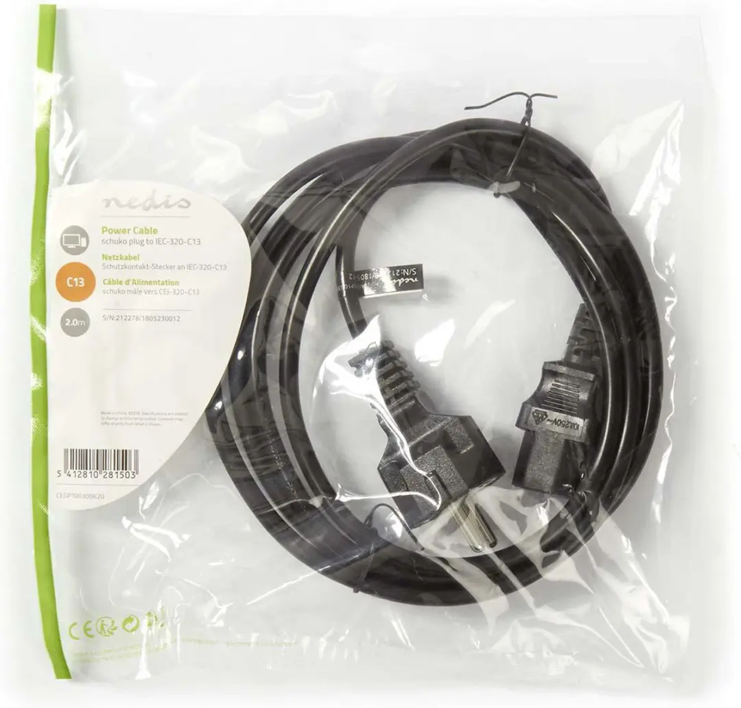 Nedis Stroomkabel Type F IEC-320-C13 2.0m - Zwart