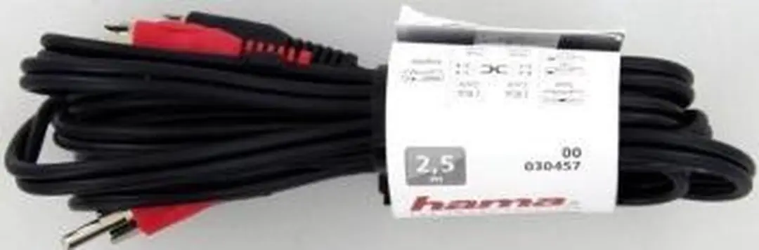 Hama Verbindingkabel 2x2 Cinch 2,5m - Zwart