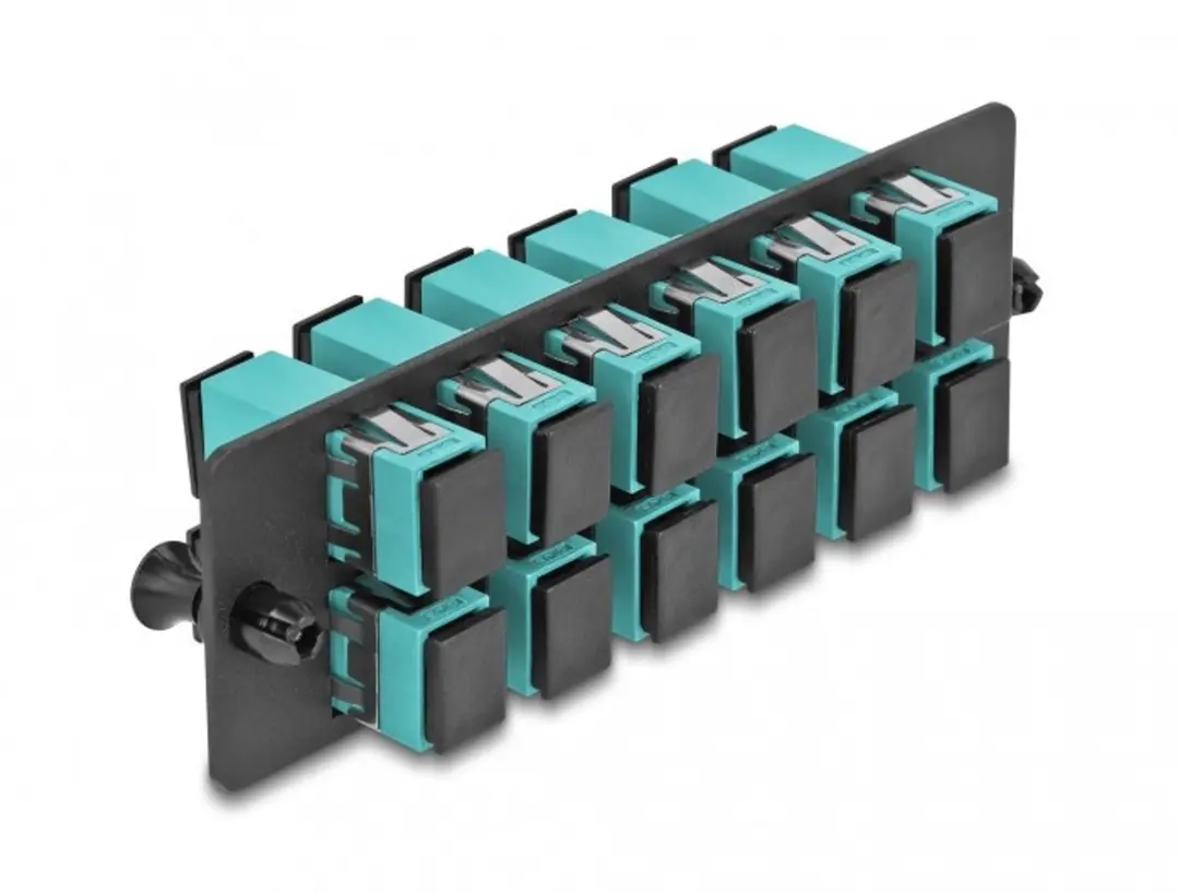 Delock SC Simplex OM4 Fiber Optic Adapter Panel 12 Poorten - Aqua