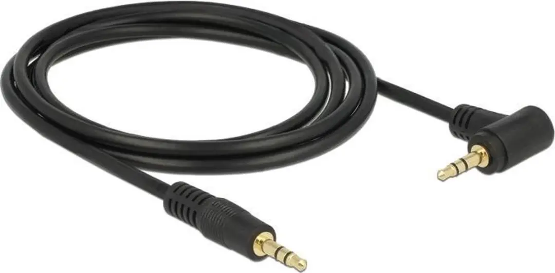 Delock 3,5mm Jack Stereo Audiokabel Haaks - 2m - Verguld/Zwart
