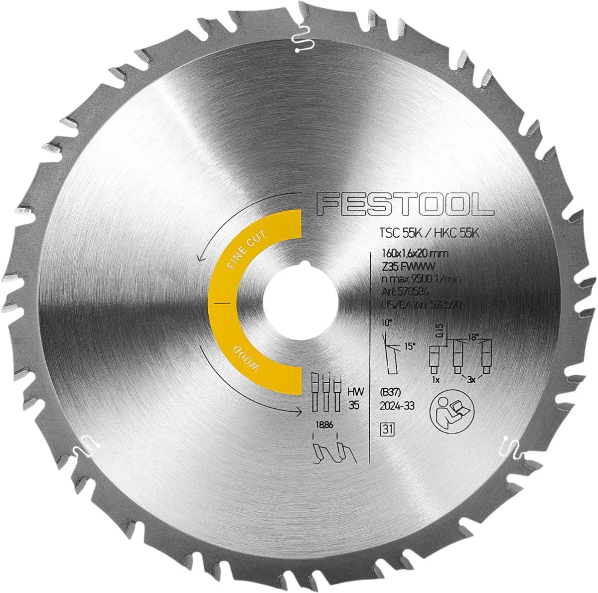 Festool Cirkelzaagblad Wood Fine Cut 578586 - Ø160mm 35T