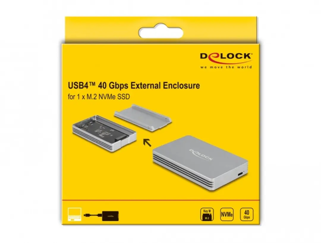 Delock USB4 M.2 NVMe Behuizing 40 Gbps - Zilver