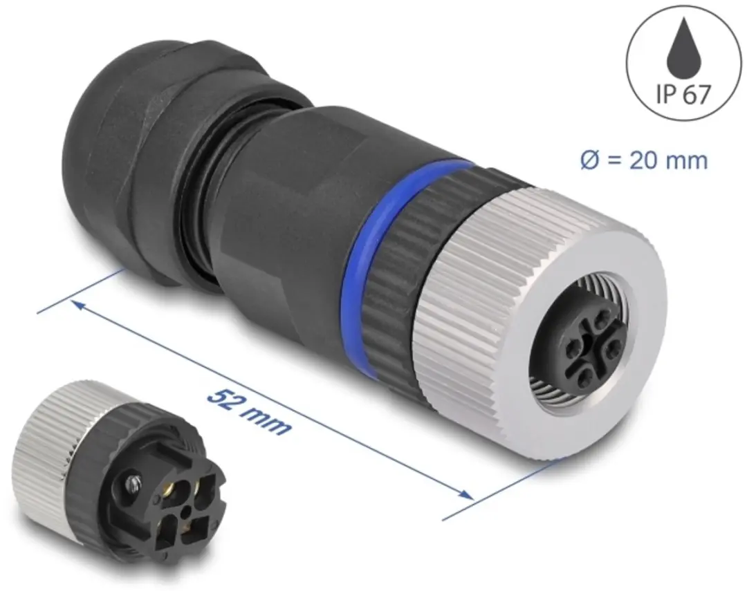 Delock M12 A-coded 4-pin Vrouwelijk Connector