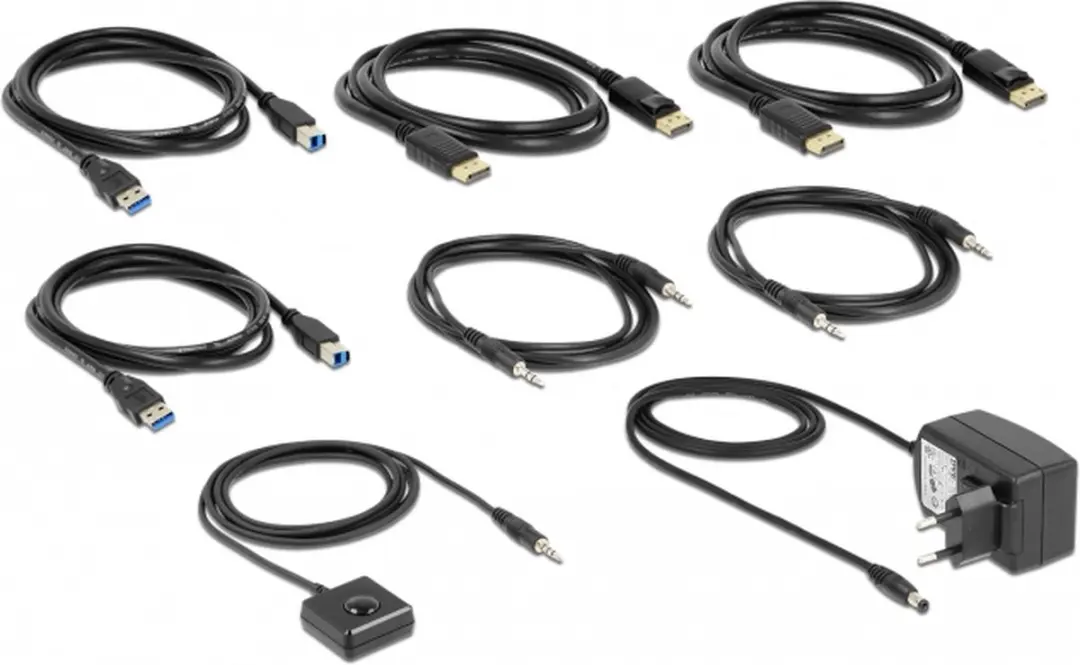 Delock DisplayPort 1.4 KVM Switch 8K 60Hz - USB 5Gbps - Zwart