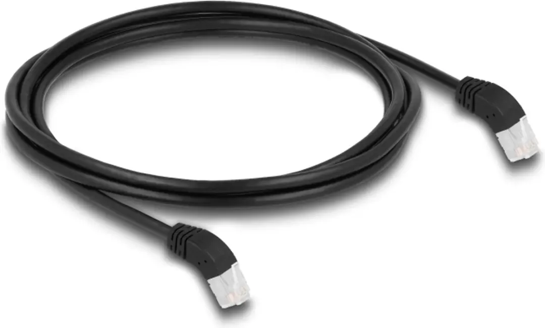 Delock RJ45 Cat.6A S/FTP Kabel 45° - 2m - Zwart