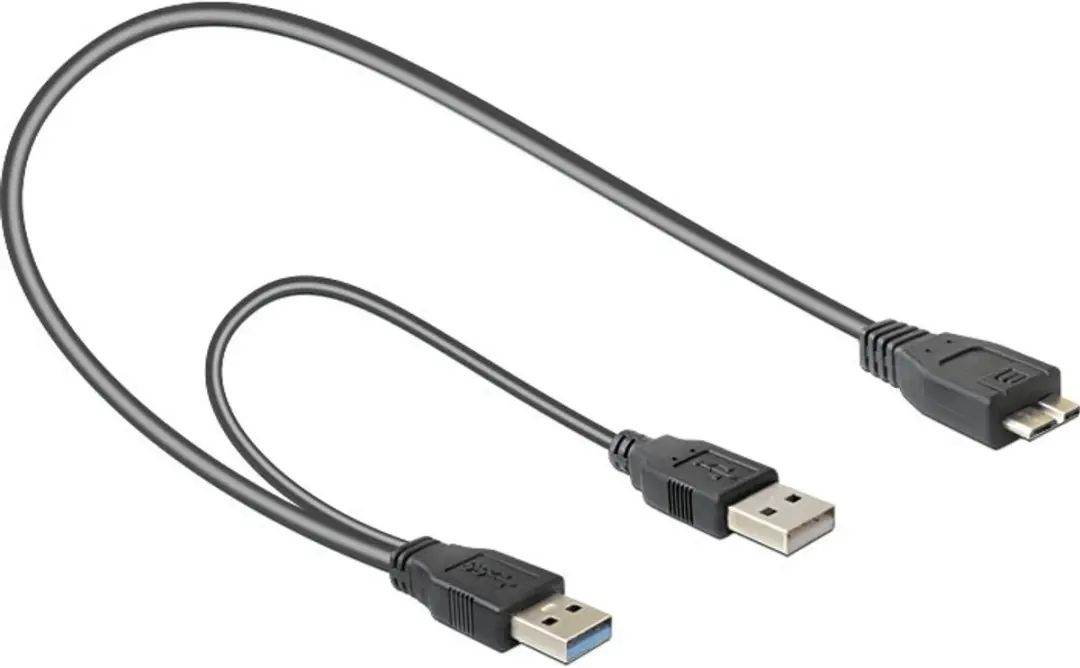 Delock USB 3.0 Data/Voedingskabel 0,2m - Zwart