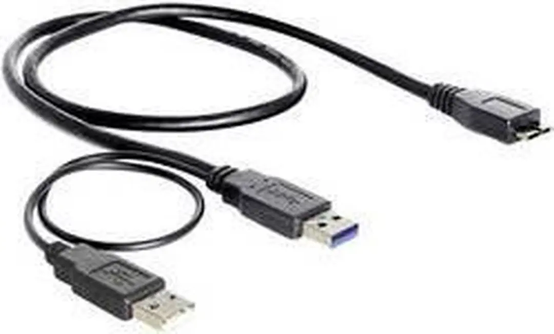 Delock USB 3.0 Data/Voedingskabel 0,2m - Zwart