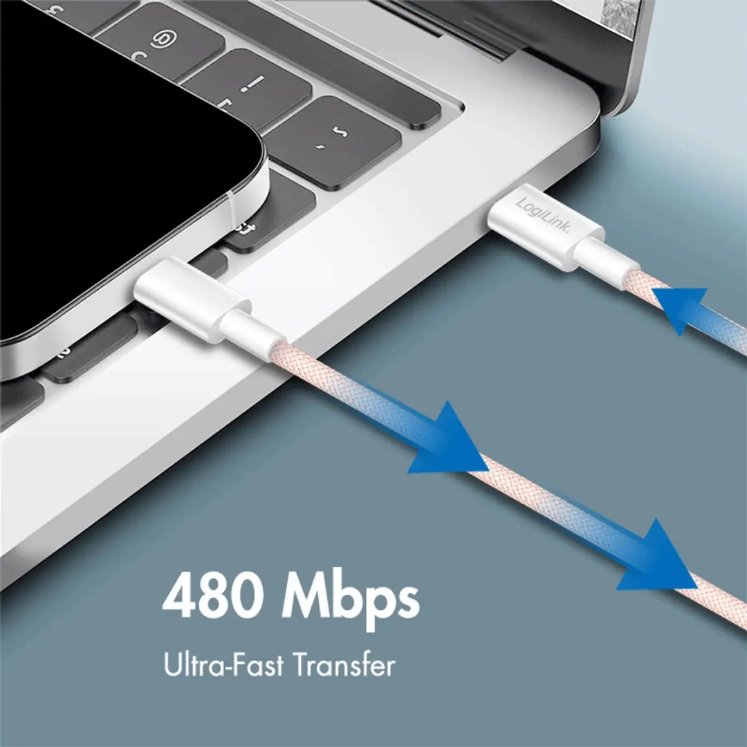 Logilink CU0343 USB 2.0 Kabel - 0,5m - USB-C - Roze