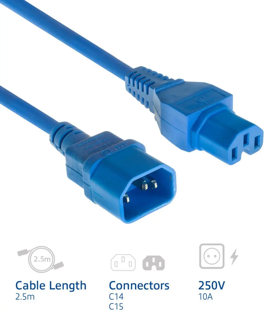 ACT Netsnoer C14-C15 Blauw 2,5m AK5393
