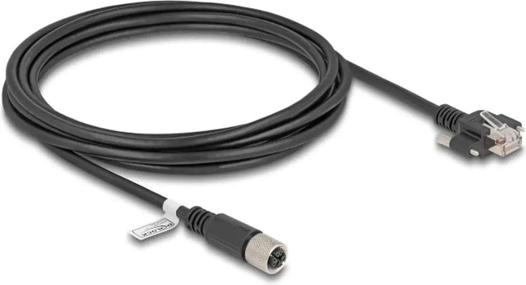Delock M12 X-coded 8-pin Kabel Cat.6A S/FTP 3m - Zwart