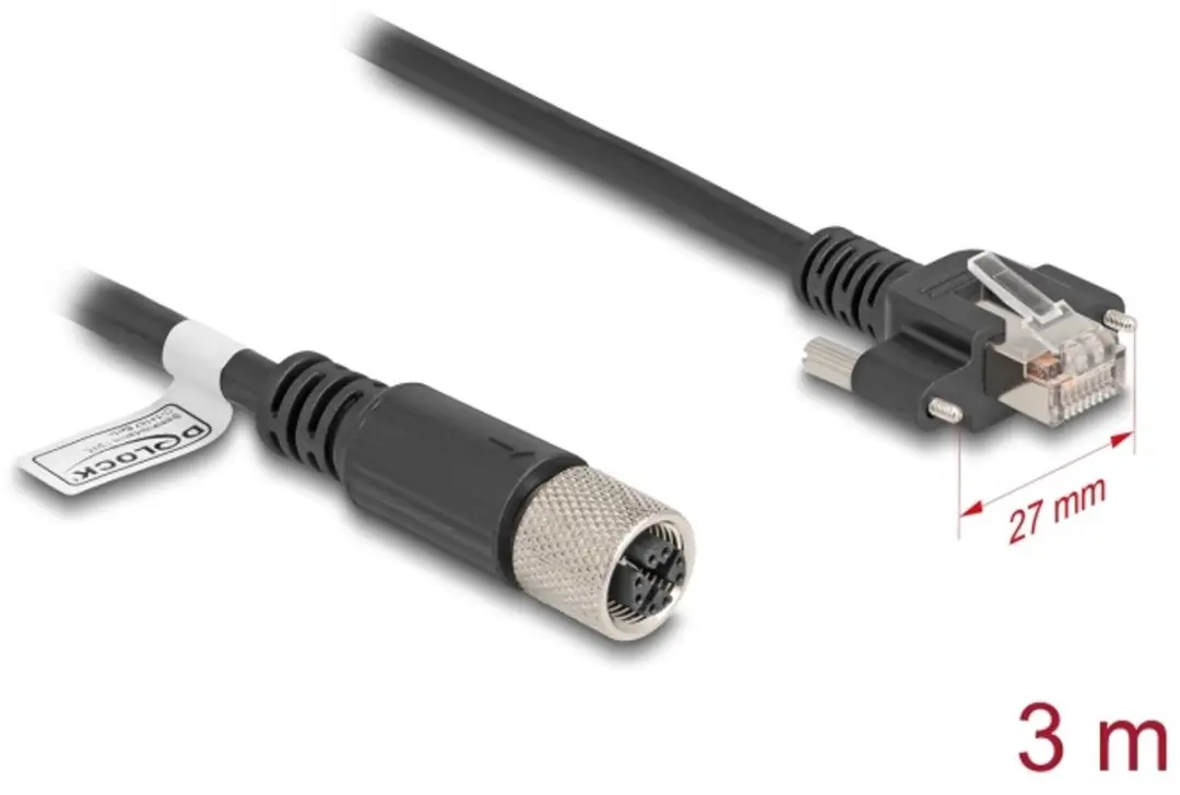 Delock M12 X-coded 8-pin Kabel Cat.6A S/FTP 3m