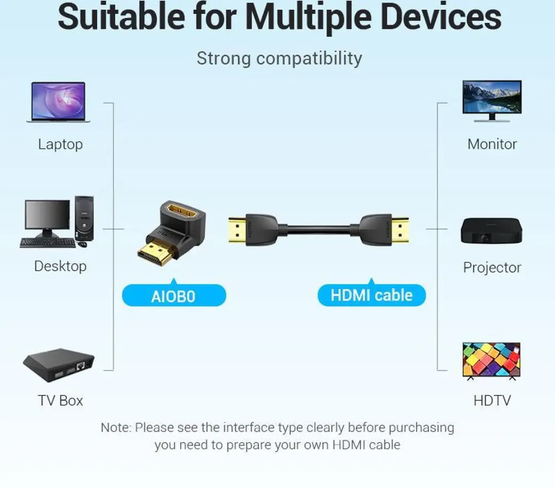 Vention HDMI Hoekadapter AIOB0 - 4K 60Hz - Zwart