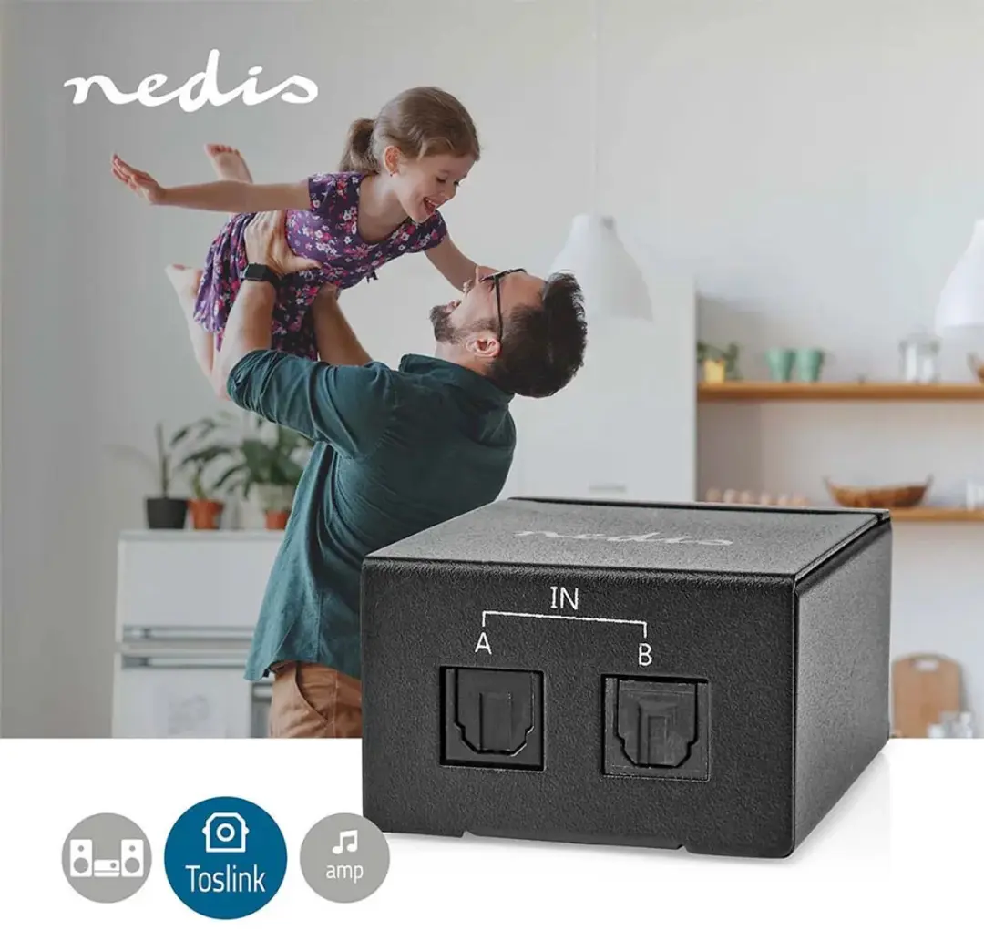 Nedis ASWI2512BK Digitale Audio-Switch 2-wegs - Zwart