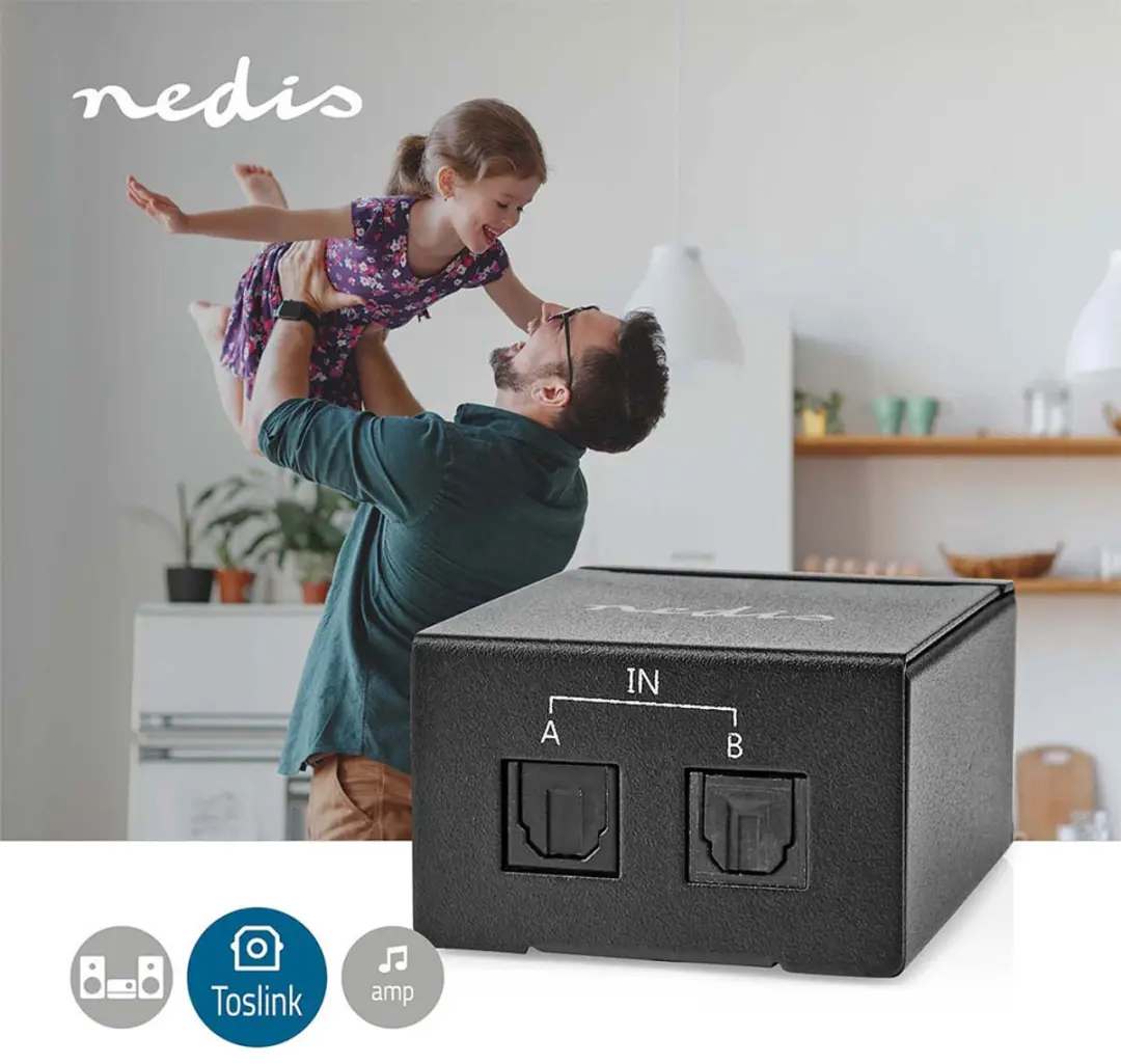 Nedis ASWI2512BK Digitale Audio-Switch 2-wegs - Zwart