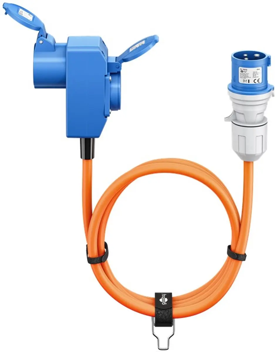 Goobay Camping Stroomkabel 230V 16A 3x2,5mm² 1,5m - IP44 - Oranje