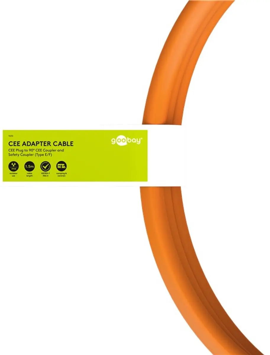 Goobay Camping Stroomkabel 230V 16A 3x2,5mm² 1,5m - IP44 - Oranje