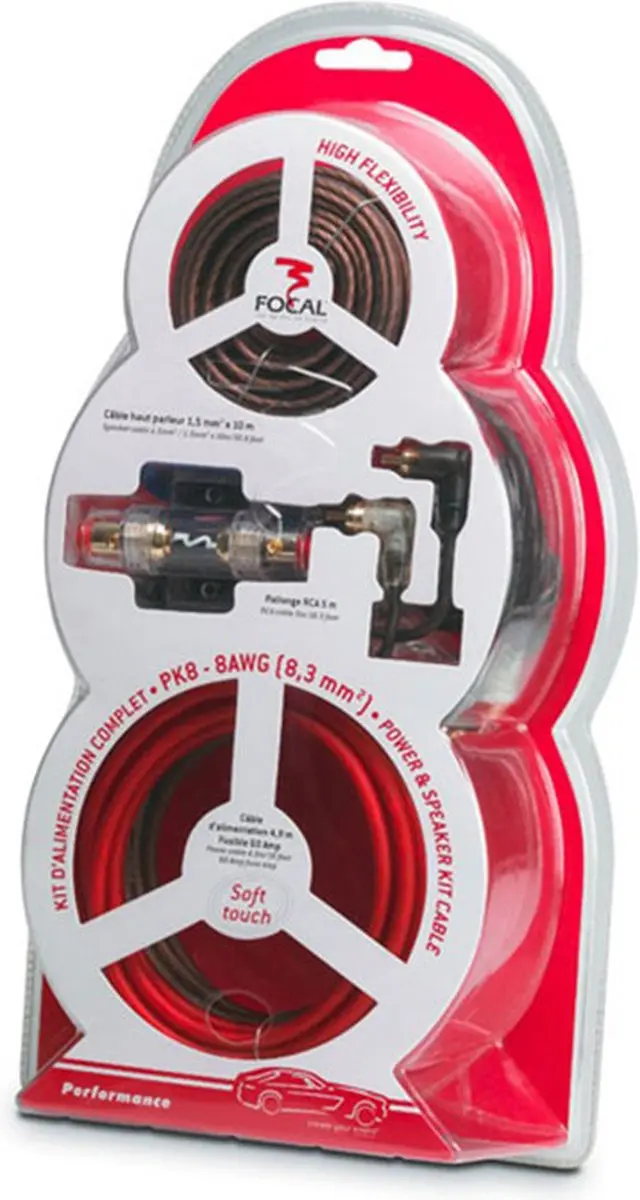 Focal PK8 Audiokabel 8mm² - 6 Stuks - Rood/Zwart