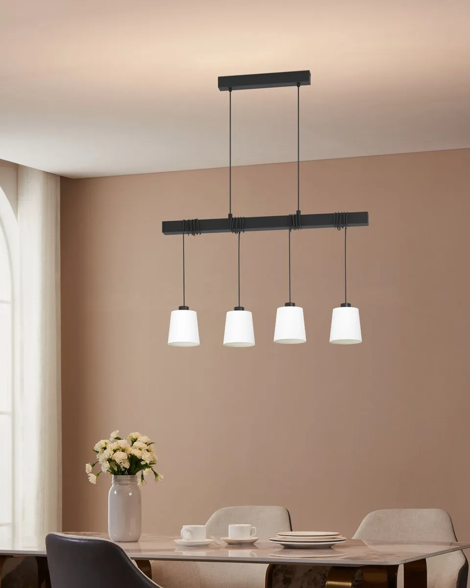 Eglo Townshend 8 Hanglamp - 4 Lichtpunten - 90cm - Zwart/Wit - afbeelding 6 van 6