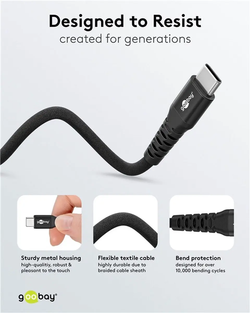 Goobay USB-C Kabel 60W 3m - Zwart