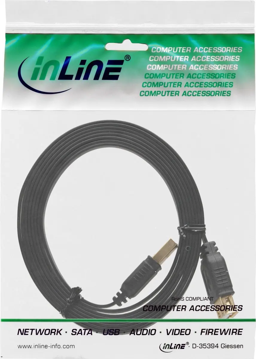 InLine USB Verlengkabel USB2.0 2m - 1A - Zwart