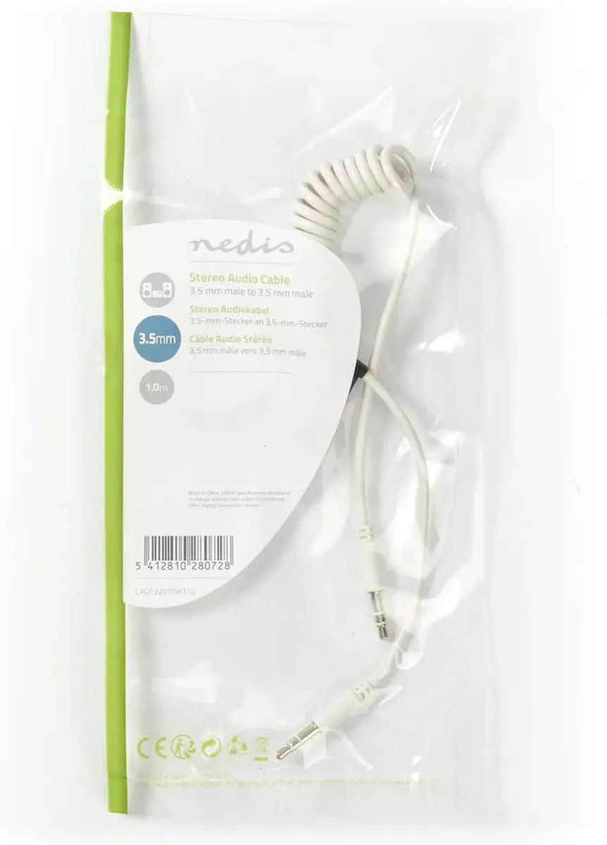 Nedis Stereo-Audiokabel 3,5mm Male - 1m - Wit