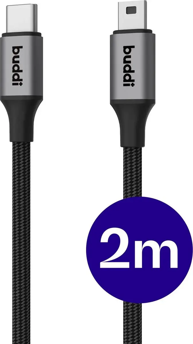 Buddi Flex USB-C naar Mini-USB Kabel 12W