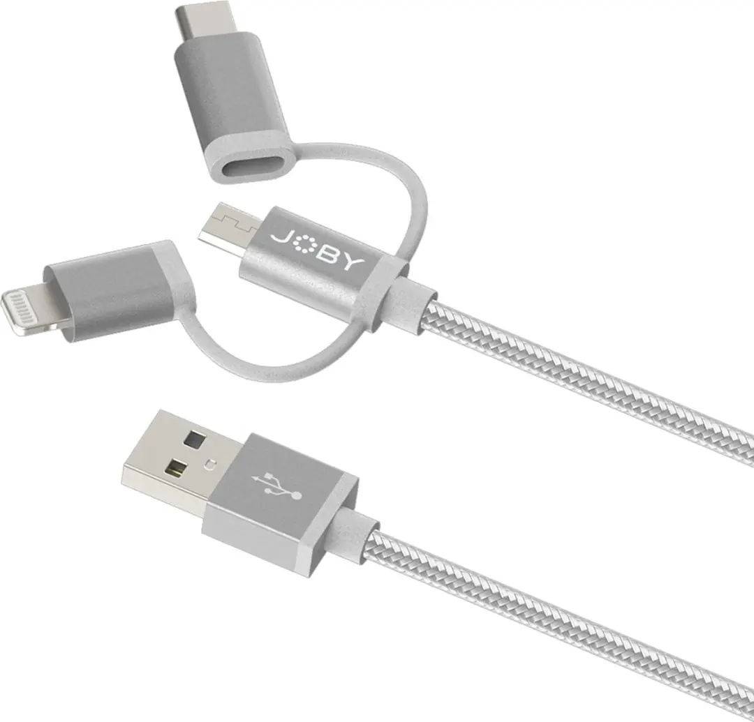 Joby JB01818 USB-kabel 1,2m USB A - USB C/Micro-USB/Lightning - Grijs