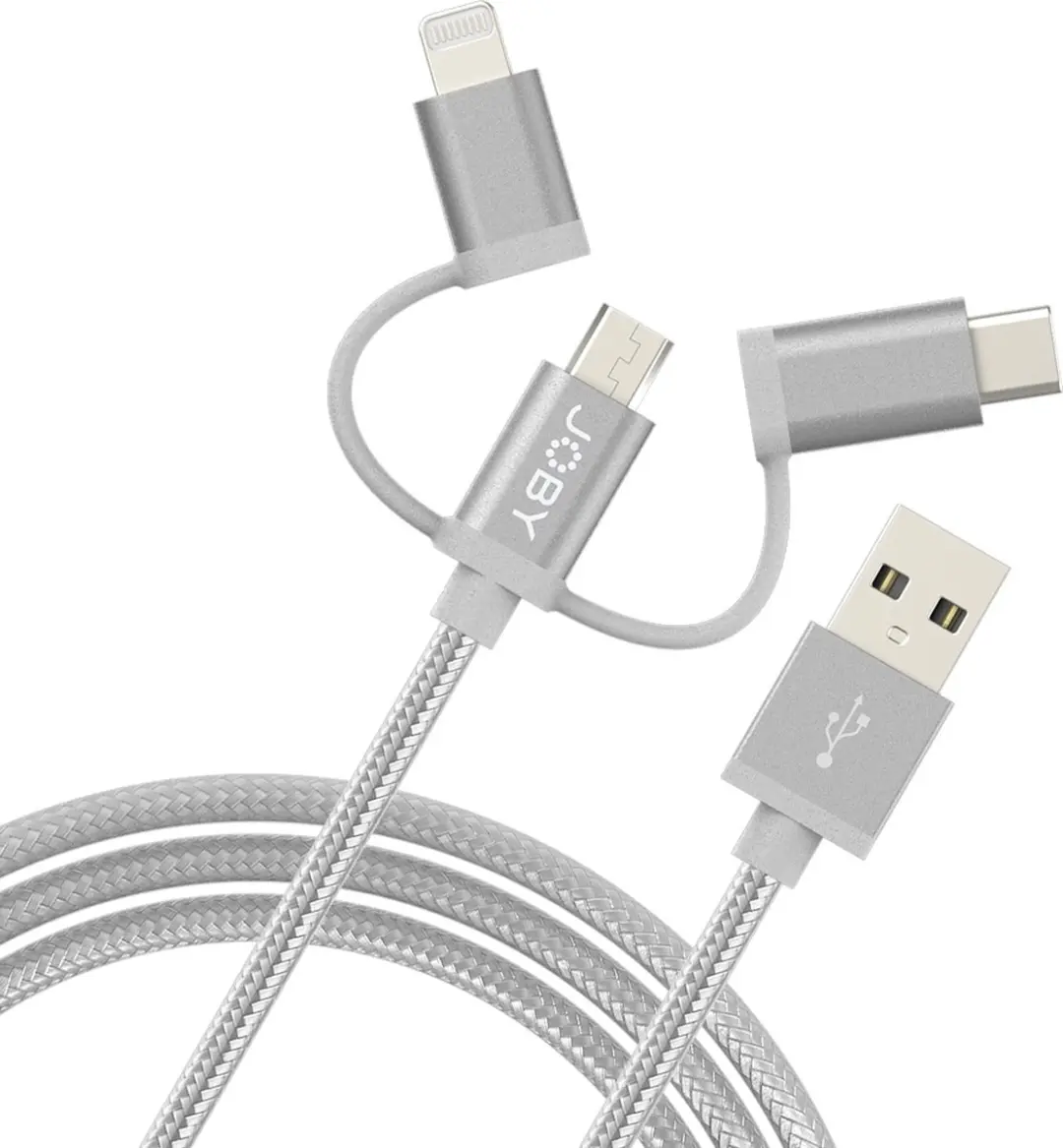 Joby JB01818 USB-kabel 1,2m USB A - USB C/Micro-USB/Lightning - Grijs