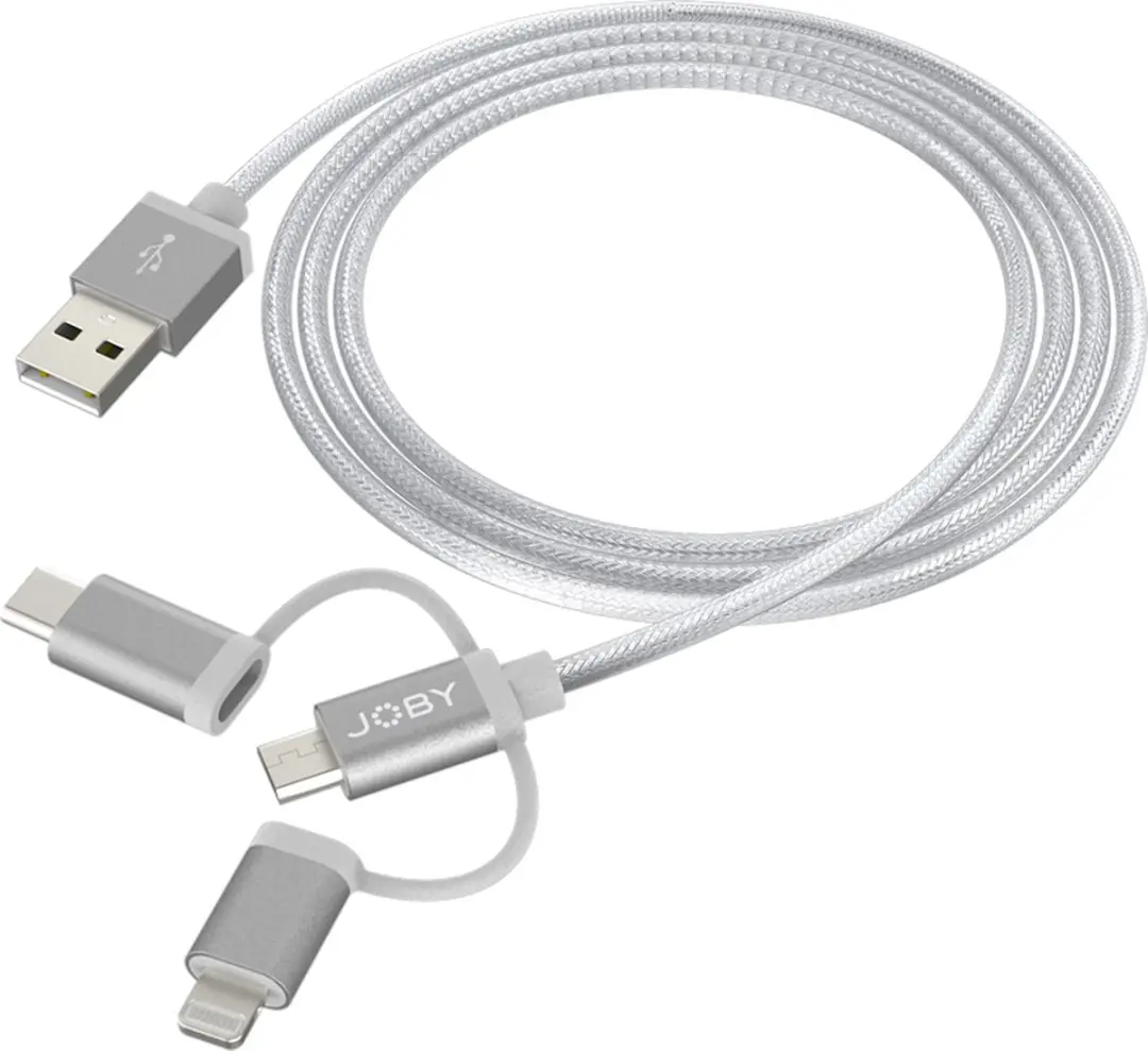 Joby JB01818 USB-kabel 1,2m USB A - USB C/Micro-USB/Lightning - Grijs