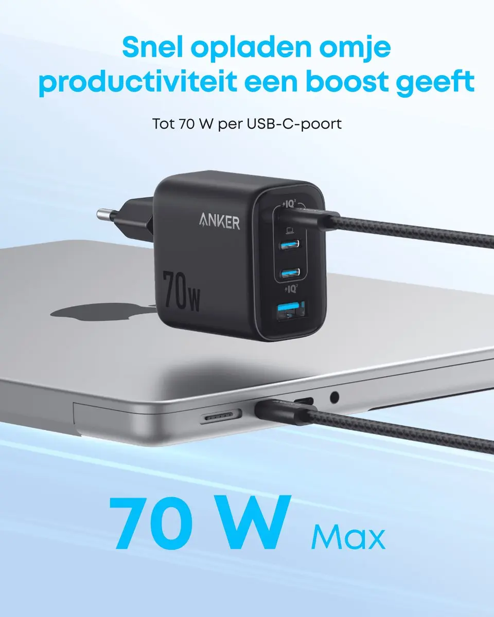 Anker Zolo A121CG11 Oplader 70W - 4 Poorten - Zwart