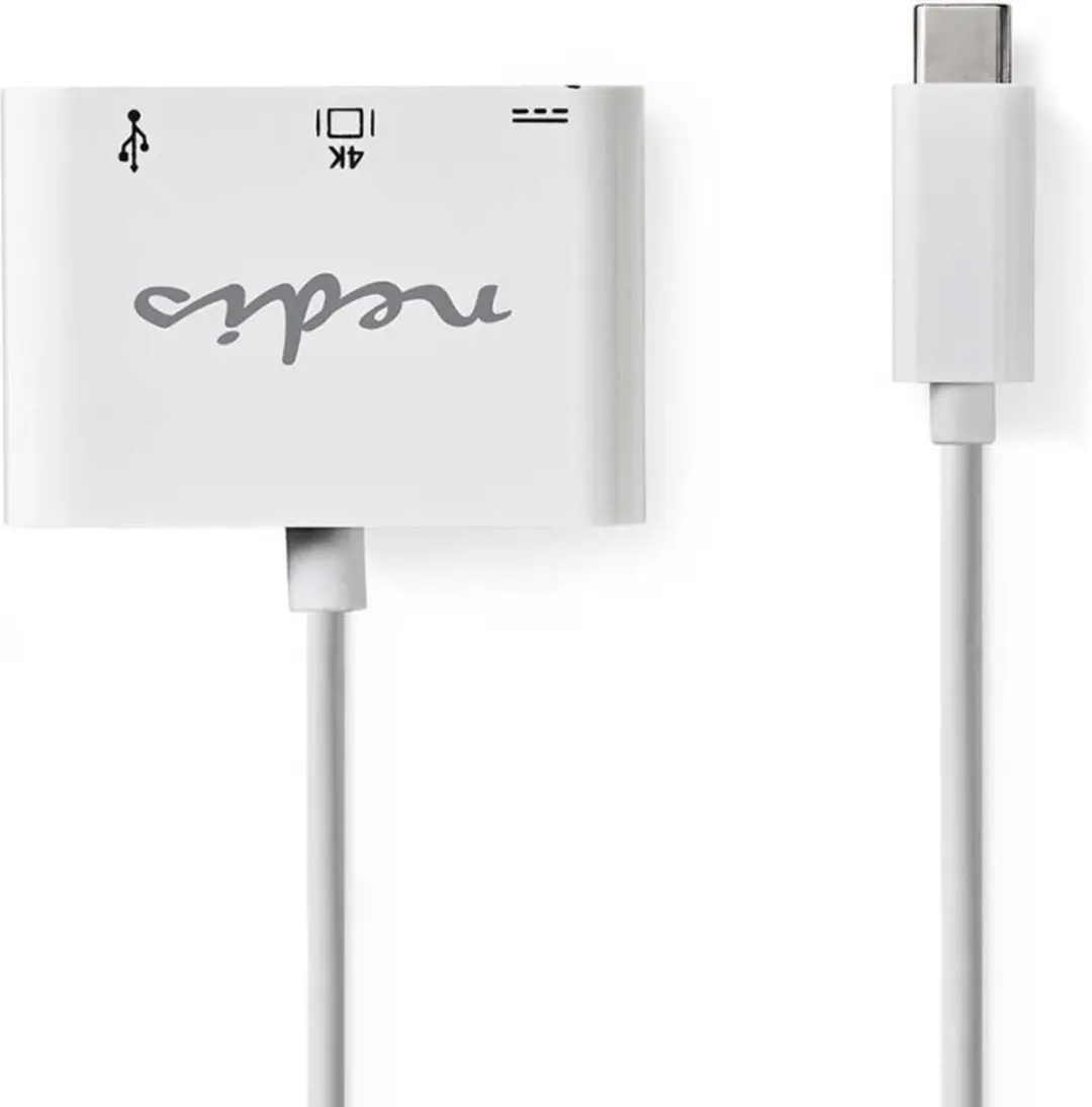 Nedis USB Multi-Port Adapter CCGP64765WT02 - USB-C naar HDMI/USB-A/USB-C 5Gbps - 20cm - Wit