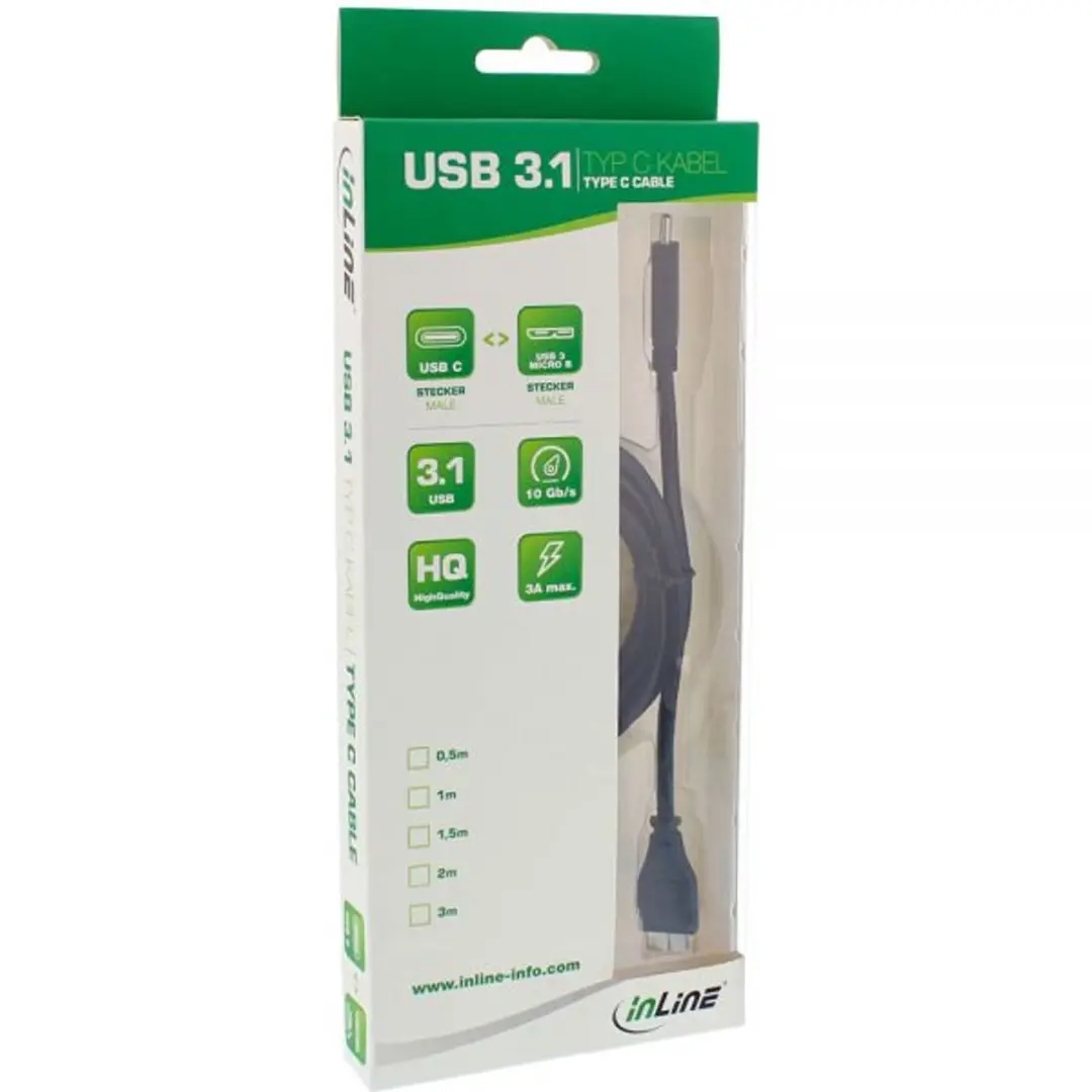 InLine USB-C naar Micro-B Kabel 1,5m - Zwart
