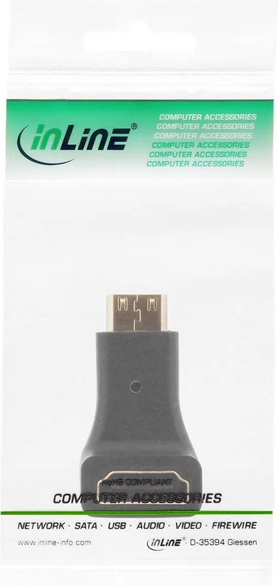InLine Mini HDMI naar HDMI Adapter 90° - 4K 30Hz - Zwart