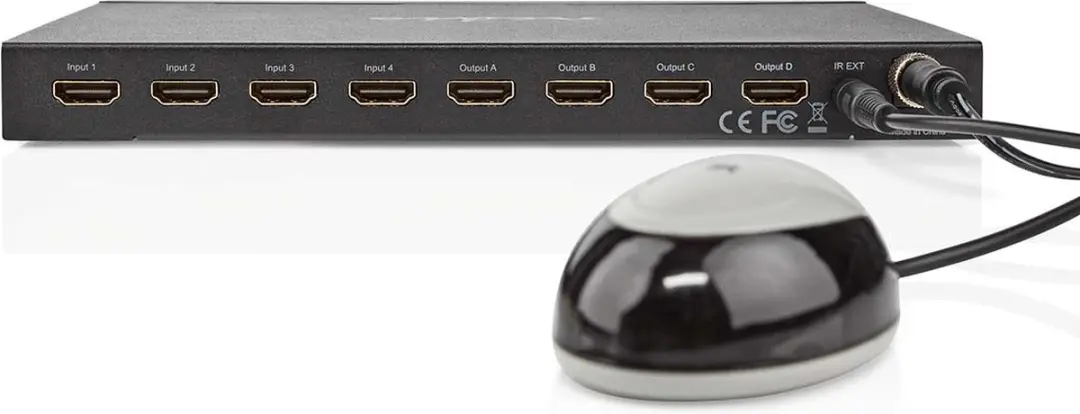 Nedis HDMI Matrix VMAT3494AT 4x4 - 4K@60Hz - Metaal - Zwart