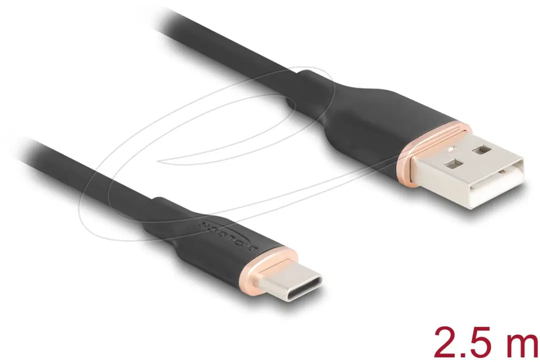 Delock USB 2.0 Kabel A-male naar C-male 2.5m - Zwart