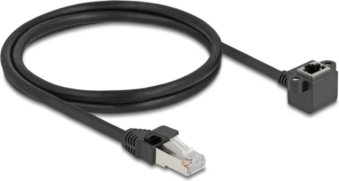 Delock FTP CAT6 Netwerk Verlengkabel 1m - Haakse Inbouwconnector - Zwart