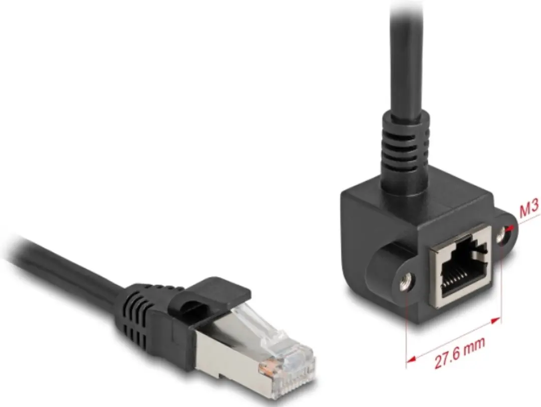 Delock FTP CAT6 Netwerk Verlengkabel 1m - Haakse Inbouwconnector - Zwart