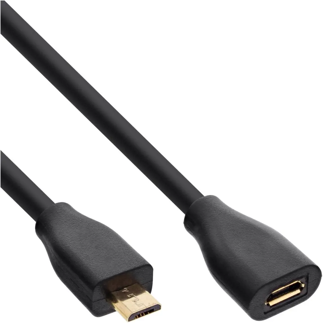 InLine USB Micro B Verlengkabel 2m - USB 2.0 - 2A - Zwart