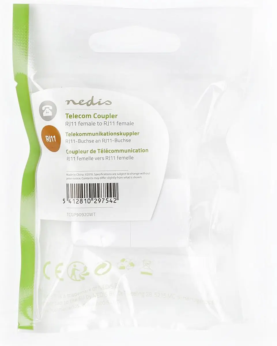 Nedis RJ11 Koppelstuk - Wit