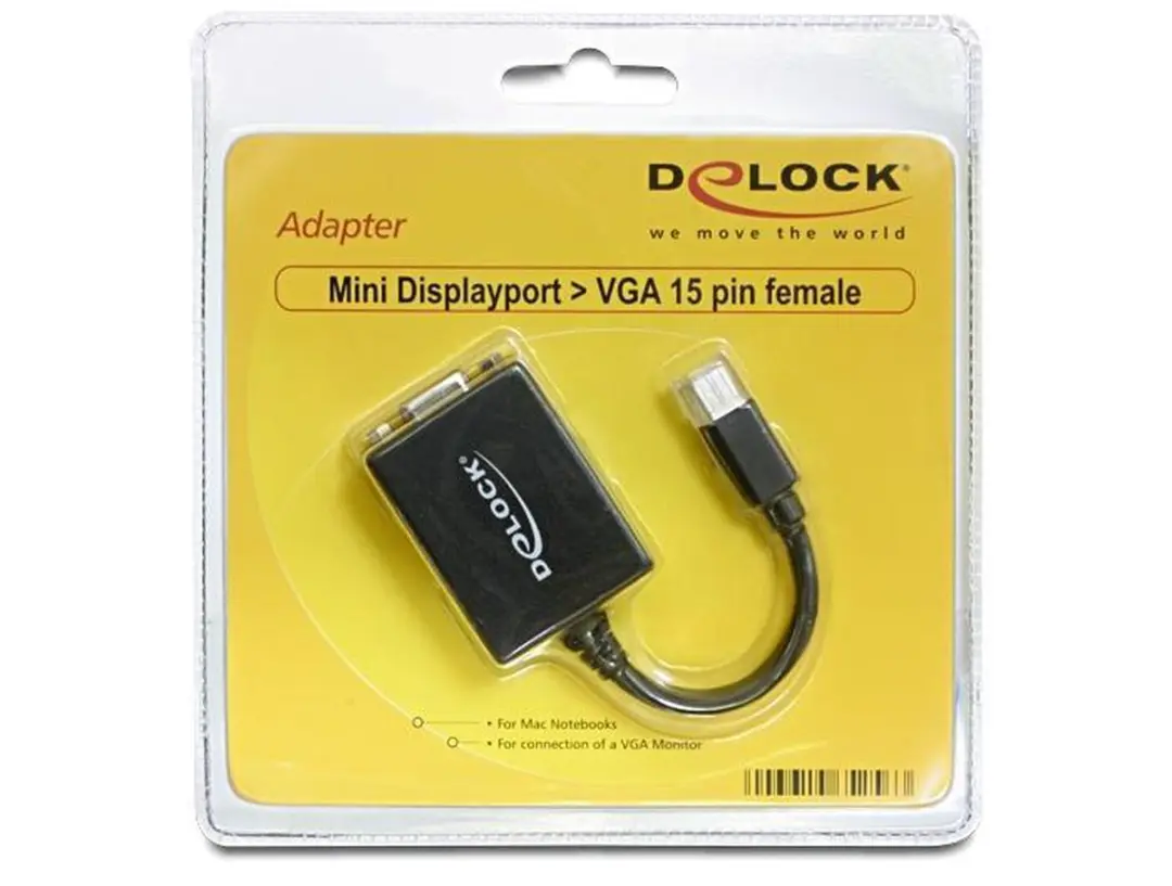 Delock Mini DisplayPort naar VGA Adapter - 15 Pin - Zwart