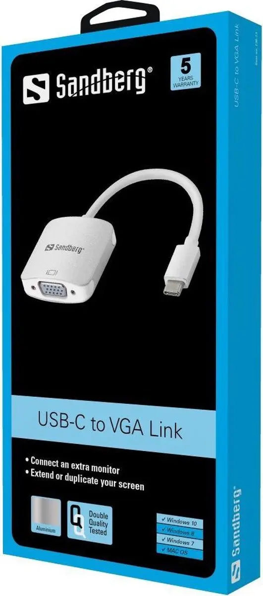 Sandberg USB-C to VGA Link 136-13 - Grijs/Wit