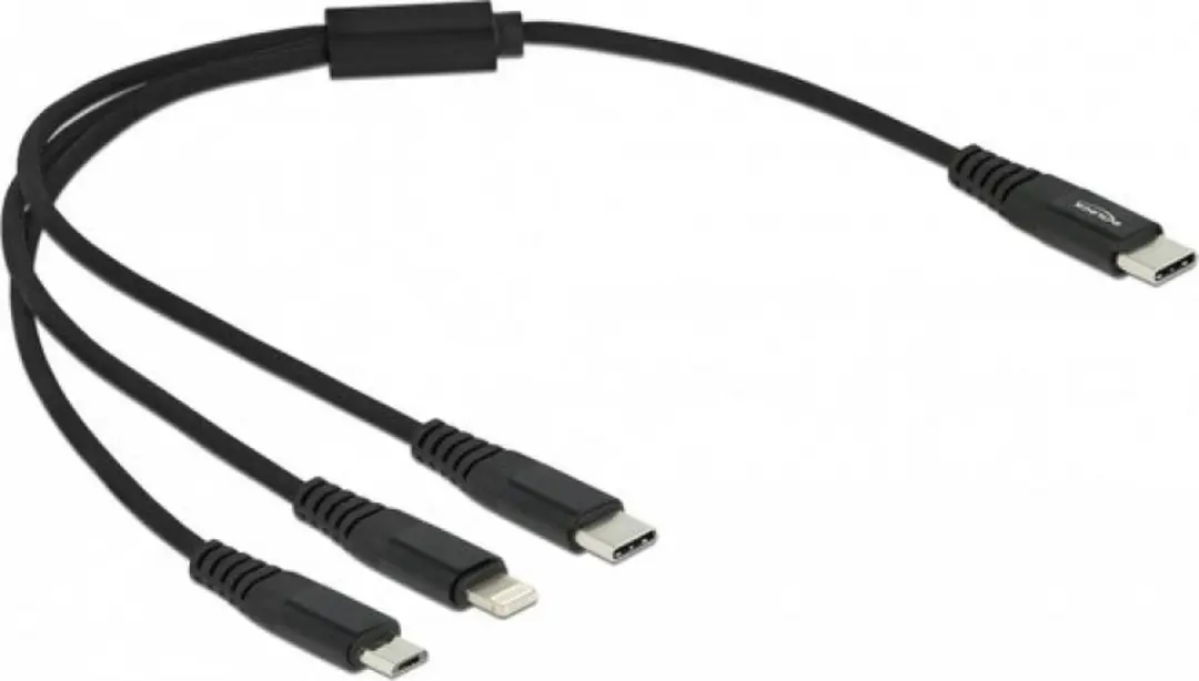 Delock USB 3-in-1 Opladerkabel 30cm - Zwart