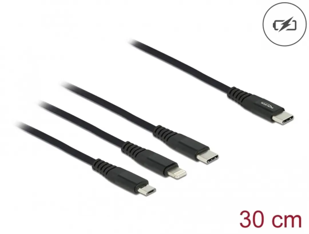 Delock USB 3-in-1 Opladerkabel 30cm